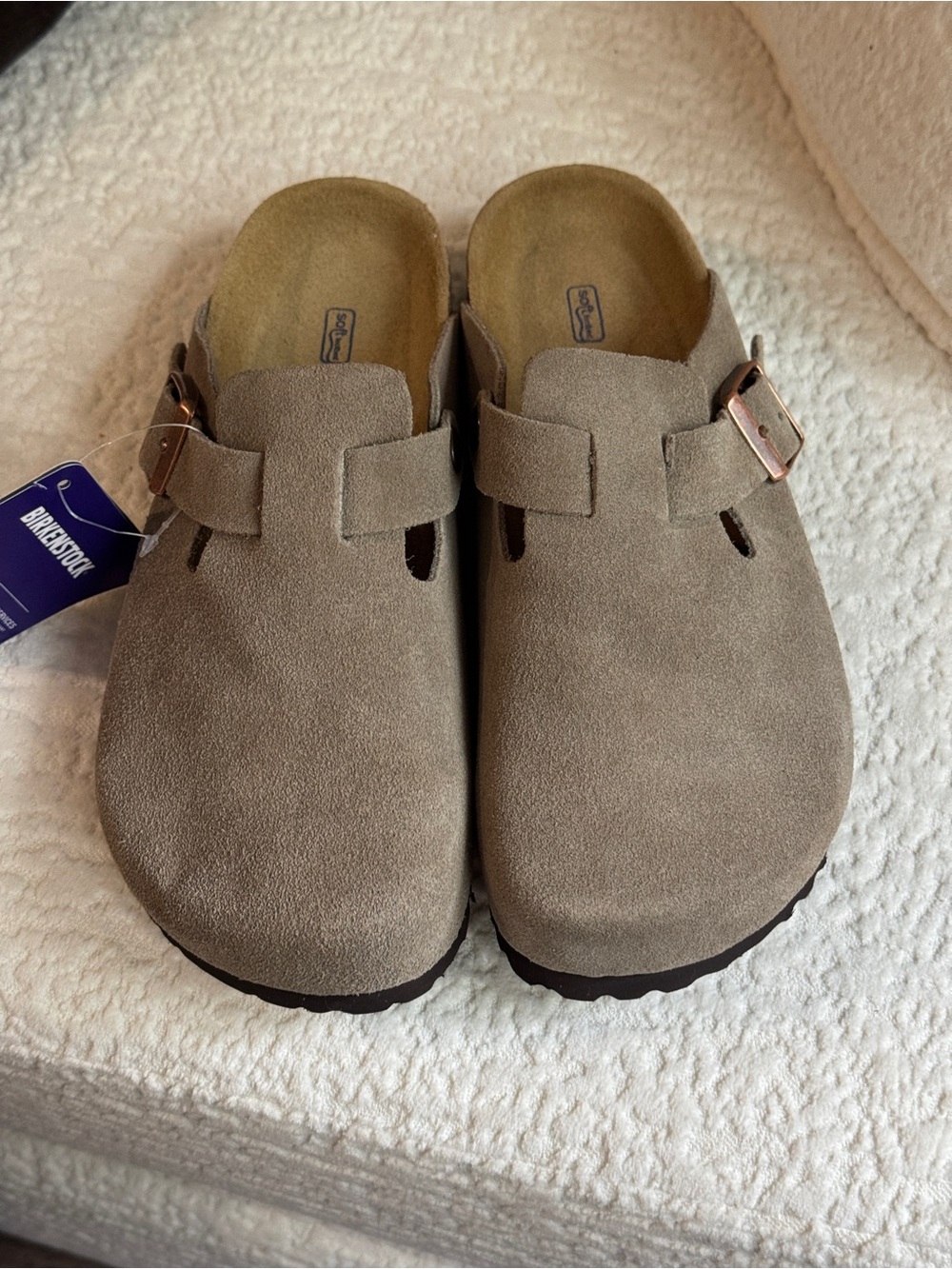 Birkenstock Kids Suede Clog in Taupe